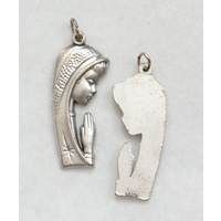 Madonna Prayer Pendant, 17 x 35mm Silver Oxide, Made In Italy Quality