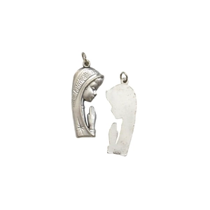Madonna Prayer Pendant, 17 x 35mm Silver Oxide, Made In Italy Quality