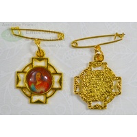 Sacred Heart Of Jesus Cross Medal Pendant with Pin, Gold Tone, 20mm, MADE IN ITALY