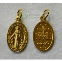 MIRACULOUS Medal Pendant, Oval 18 x 12mm, Gold Tone Aluminium, Quality Made In Italy.