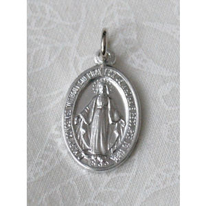 MIRACULOUS Medal Pendant, Oval 18 x 12mm, Silver Tone Aluminium, Quality Made In Italy.