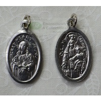SCAPULAR Medal Pendant, Oval 22 x 15mm, Silver Tone Aluminium, Quality Made In Italy