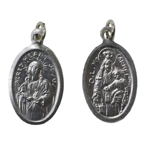 SCAPULAR Medal Pendant, Oval 22 x 15mm, Silver Tone Aluminium, Quality Made In Italy