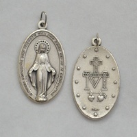 Large Miraculous Medal Pendant, 40 x 25mm Silver Oxide, Made In Italy Quality