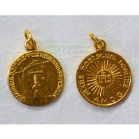 HOLY FACE Medal Pendant, Gold Tone, 18mm Diameter, Made in Italy