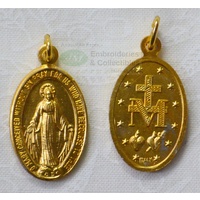 Miraculous Medal Pendant, 22 x 15mm Gold Tone, Made In Italy Quality