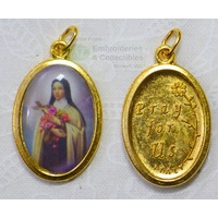 Saint Therese Picture Medal Pendant, Gold Tone, 20 x 15mm, Made in Italy