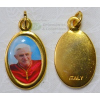 Pope Benedict XVI Picture Medal Pendant, Gold Tone, 20mm x 15mm, Made in Italy