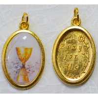 First Holy Communion Picture Medal Pendant, Gold Tone, 20mm x 15mm, Made in Italy