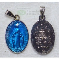 Miraculous Blue Medal Pendant, 20mm x 15mm, Made In Italy Quality