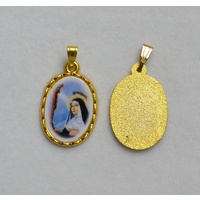 St Rita Picture Medal Pendant, 20mm x 15mm Gold Tone Border, Made In Italy Quality