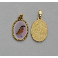 Medjugorje Picture Medal Pendant, 20mm x 15mm Gold Tone Border, Made In Italy Quality