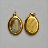Our Lady Of Sorrow Picture Medal Pendant, 23x18mm Gold Tone Border, Made In Italy Quality