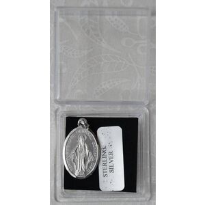 Sterling Silver Miraculous Medal Pendant, 22mm x 15mm 925 Silver