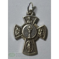COMMUNION MEDAL CROSS 22mm x 17mm, Silver Tone