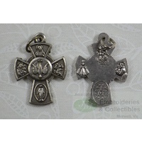 Confirmation Medal Cross Pendant, Silver Tone, 23x18mm, MADE IN ITALY