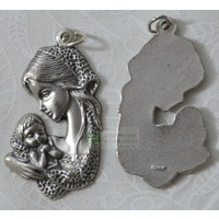 Madonna Silver Tone Medal Pendant 32mm x 20mm, Made in Italy