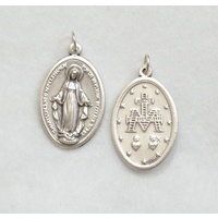 Large Miraculous Medal Pendant, 28 x 21mm Silver Oxide, Made In Italy Quality