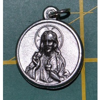 Scapular Round, Medal Pendant, Silver Tone, 19mm Diameter, Made In Italy