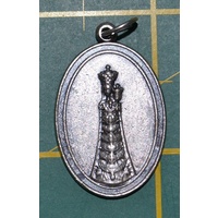 Our Lady Of Loreto Italian, Medal Pendant, Silver Tone, 30mm x 20mm, Silver Oxide