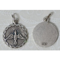 Holy Spirit Medal Pendant 19mm Dia. Silver Tone, Made In Italy
