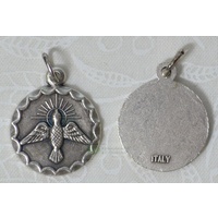 Holy Spirit Medal Pendant 19mm Dia. Silver Tone, Made In Italy