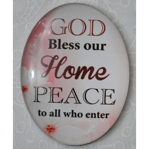 Magnet, 54 x 44mm Glass, GOD Bless Our Home