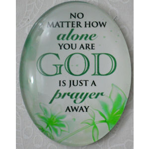 Magnet, 54 x 44mm Glass, Alone, God Just A Prayer Away