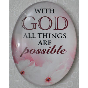 Magnet, 54 x 44mm Glass, With GOD All Things Are Possible