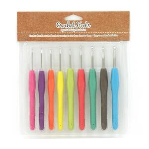 Crafters Choice Crochet Hook Set of 9 Hooks 2.0mm to 6.0mm, Soft Grip