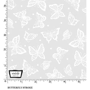 White Hot &quot;BUTTERFLY STROKE&quot; #10409 Tone On Tone Cotton Fabric 110cm Wide
