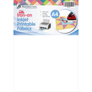 Matildas Own Iron On A4 Inkjet Printable Fabric (3 Sheets) 210mm x 297mm (8.3in x 11.7in)