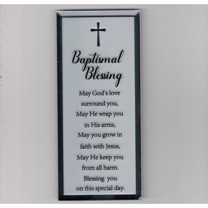 Baptisimal Blessing Mirror Plaque, 80 x 180mm Standing