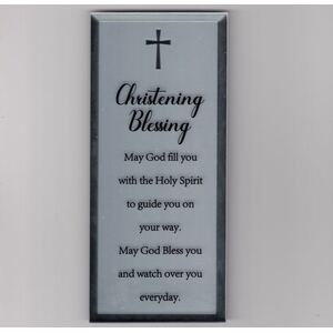 Christening Blessing Mirror Plaque, 80 x 180mm Standing