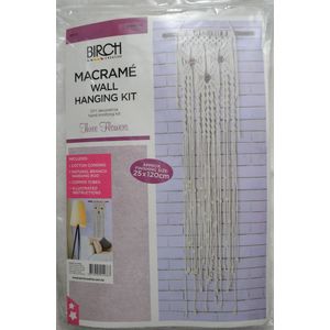 Birch Macrame Wall Hanging Kit, Three Flowers, Approx. 25cm x 120cm