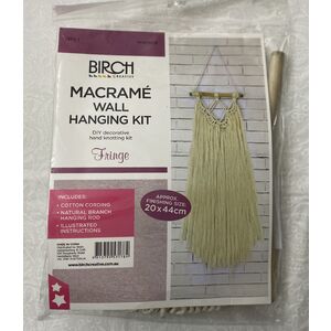 Birch Macrame Wall Hanging Kit, FRINGE, Ap. 20cm x 44cm, MWH018