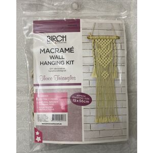 Birch Macrame Wall Hanging Kit, THREE TRIANGLES, Ap. 15cm x 56cm, MWH019
