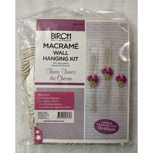 Birch Macrame Wall Hanging Kit, THREE TIMES THE CHARM, Ap. 13cm x 85cm, MWHS009