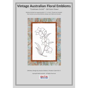 COOKTOWN ORCHID Vintage Australian Floral Emblems Stitchery Kit N31C (Colour)