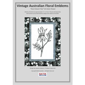 STURT DESERT PEA Vintage Australian Floral Emblems Stitchery Kit N32