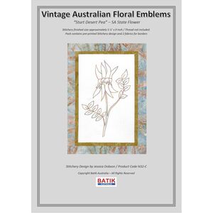 STURT DESERT PEA Vintage Australian Floral Emblems Stitchery Kit N32C (Colour)