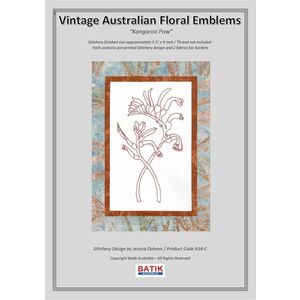 KANGEROO PAW Vintage Australian Floral Emblems Stitchery Kit N34C (Colour)