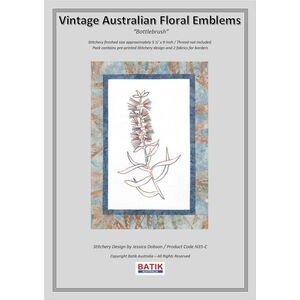 BOTTLEBRUSH Vintage Australian Floral Emblems Stitchery Kit N35C (Colour)