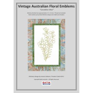 GERALDTON WAX Vintage Australian Floral Emblems Stitchery Kit N39C (Colour)