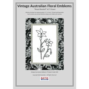 ROYAL BLUEBELL Vintage Australian Floral Emblems Stitchery Kit N40