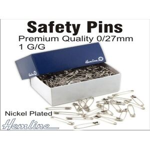 Hemline Bulk Safety Pins No. 0, 27mm Nickle Plated, 1gg (1728pcs)
