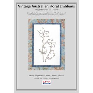 ROYAL BLUEBELL Vintage Australian Floral Emblems Stitchery Kit N40C (Colour)