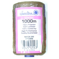 Hemline 100% Polyester Sewing &amp; Overlocking Thread 1000m Spool, BROWN