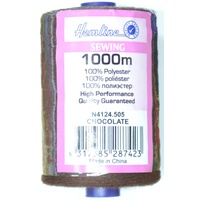 Hemline 100% Polyester Sewing &amp; Overlocking Thread 1000m Spool, CHOCOLATE