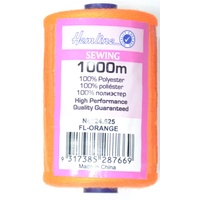 Hemline 100% Polyester Sewing &amp; Overlocking Thread 1000m Spool, FLURO ORANGE